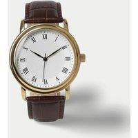 M&S GOLD CLASSIC LEATHER STRAP WATCH Brown