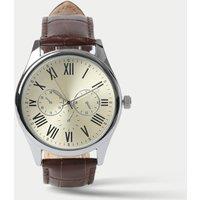M&S ROMAN NUMERAL DIAL LEATHER WATCH Brown