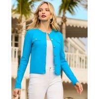SOSANDAR Premium Knit Button Front Cardigan Blue