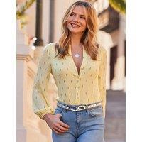 SOSANDAR Metallic Fleck Detail Blouse Yellow Mix