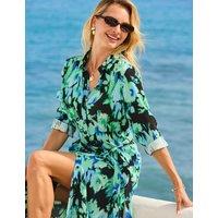 SOSANDAR Floral Midi Shirt Dress Black Mix