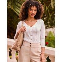 SOSANDAR Textured V-Neck Top White