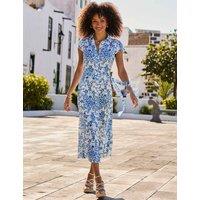 SOSANDAR Baroque Jacquard Belted Midi Shirt Dress Blue Mix