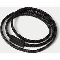 M&S Genuine Leather Plait Wrap Bracelet Brown Mix