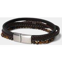 M&S Genuine Leather and Semi P Bracelet Brown Mix