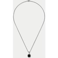 M&S Stainless and Onyx Necklace Silver