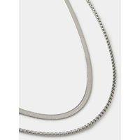 M&S 2 Pack Snake Chain Necklace Silver
