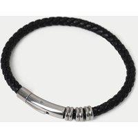M&S Genuine Leather Plait Bracelet Black