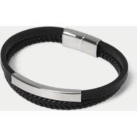 M&S Genuine Leather Double Row Bracelet Black