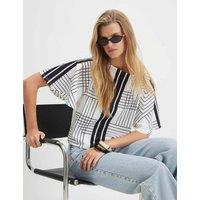River Island Geometric T-Shirt Cream Mix