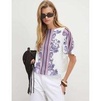 River Island Pure Cotton Paisley T-Shirt Cream Mix