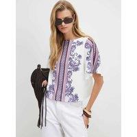 River Island Paisley Textured Top Cream Mix