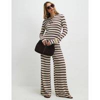 River Island STRIPE TEXTURE TROUSER Brown Mix