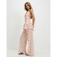 River Island Spot Wide Leg Trouser Pink Mix