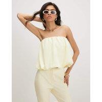 River Island Bandeau Bubble Hem Top Yellow