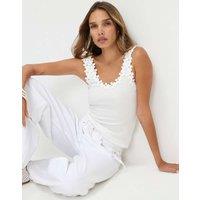 River Island Pure Cotton Scoop Neck Tank Top White