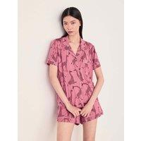 Chelsea Peers Modal Rich Giraffe Print Revere Shortie Set Light Pink