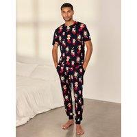 Chelsea Peers Family Christmas Cat Print Pyjama Set Navy Mix