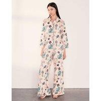 Chelsea Peers Jersey Ikat Print Wide Leg Pyjama Set Light Cream