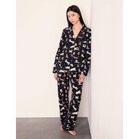 Chelsea Peers Cotton Rich Halloween Dogs Revere Pyjama Set Navy