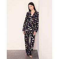 Chelsea Peers Cotton Rich Halloween Dogs Revere Pyjama Set Navy