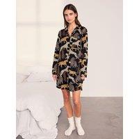 Chelsea Peers Jersey Leopard Print Revere Nightshirt Navy
