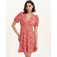 Finery London Floral V-Neck Mini Tea Dress Red Mix
