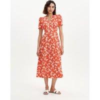Finery London Floral V-Neck Midi Tea Dress Red Mix