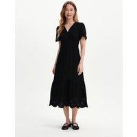 Finery London Pure Cotton Embroidered V-Neck Midi Dress Black