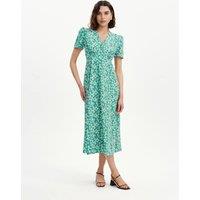 Finery London Floral V-Neck Midi Tea Dress Green Mix