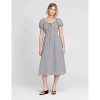 Finery London Pure Cotton Gingham Midi Dress Black Mix