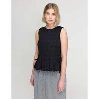 Finery London Pure Cotton Shirred Peplum Top Black