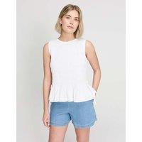 Finery London Pure Cotton Shirred Peplum Top White