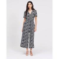 Finery London Floral Cropped Wide Leg Jumpsuit Black Mix