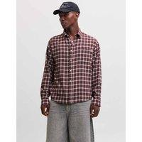 JACK & JONES Pure Cotton Checked Flannel Shirt Red Mix