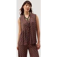 Monsoon Jersey Geometric Tie Neck Top Chocolate