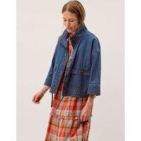 Monsoon Pure Cotton Denim Funnel Neck Jacket Blue Denim