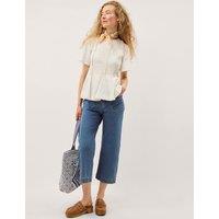 Monsoon Pure Cotton Jersey Frill Detail Blouse Ivory