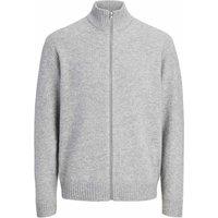 JACK & JONES Zip Up Cardigan with Wool Light Grey