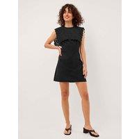 Monsoon Cotton Rich Embroidered Mini Shift Dress Black