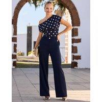 SOSANDAR Fluid Wide Leg Trousers Navy