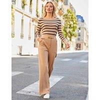 SOSANDAR Cotton Blend Super Soft Wide Leg Trousers Natural