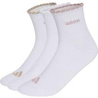 Adidas 3 Pack Cotton Blend Scallop Cuff Ankle Socks White Mix