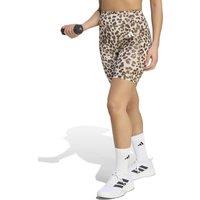 adidas Leopard Print High Waisted Workout Shorts Beige