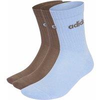 Adidas 3 Pack Linear Cotton Rich Cushioned Crew Socks Beige Mix