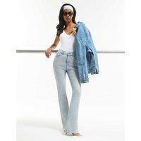 River Island High Waisted Sculpt Flared Jeans Light Blue