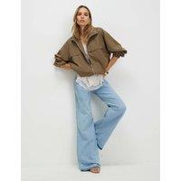 River Island Clean Waist Wide Leg Turn Down Hem Jeans Light Blue