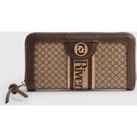 River Island Monogram Zip Around Purse Brown Mix