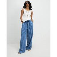 River Island Lyocell Rich Striped Mid Rise Wide Leg Jeans Denim Mix