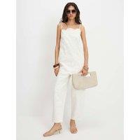 River Island Embroidered Barrel Leg Ankle Grazer Jeans White Mix
